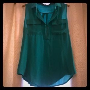 green polka dotted rayon sleeveless top